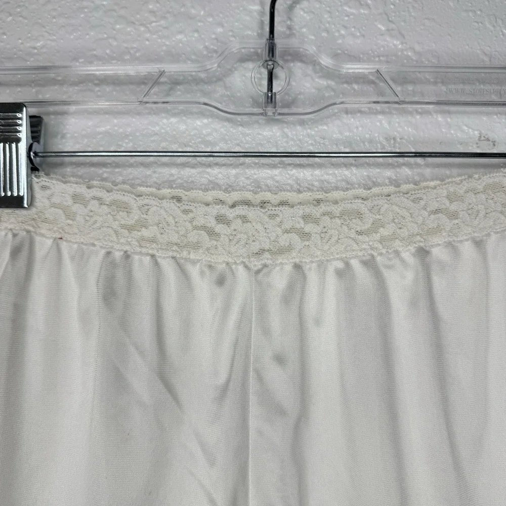 Vintage OLGA White Nylon Silky Shiny Half Dress Slip Skirt Small Lace Hemline - Picture 7 of 8